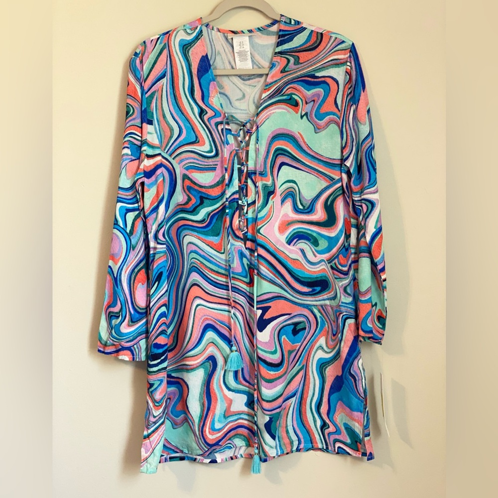 La Blanca Swirl‎ Print Long
Sleeves Cover up Dress - Picture 2 of 7